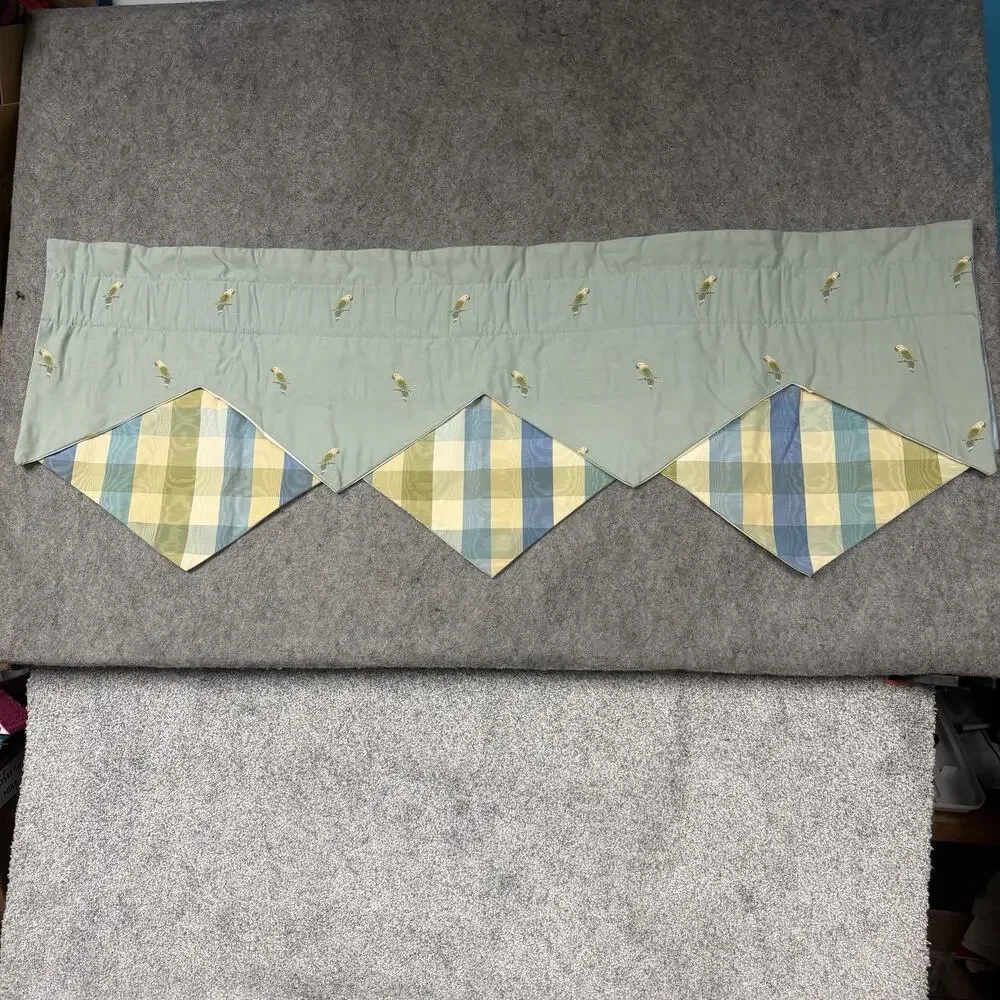 Vtg Country Curtains Parakeet Bird Window Treatment Panels Valences Shams Pillow